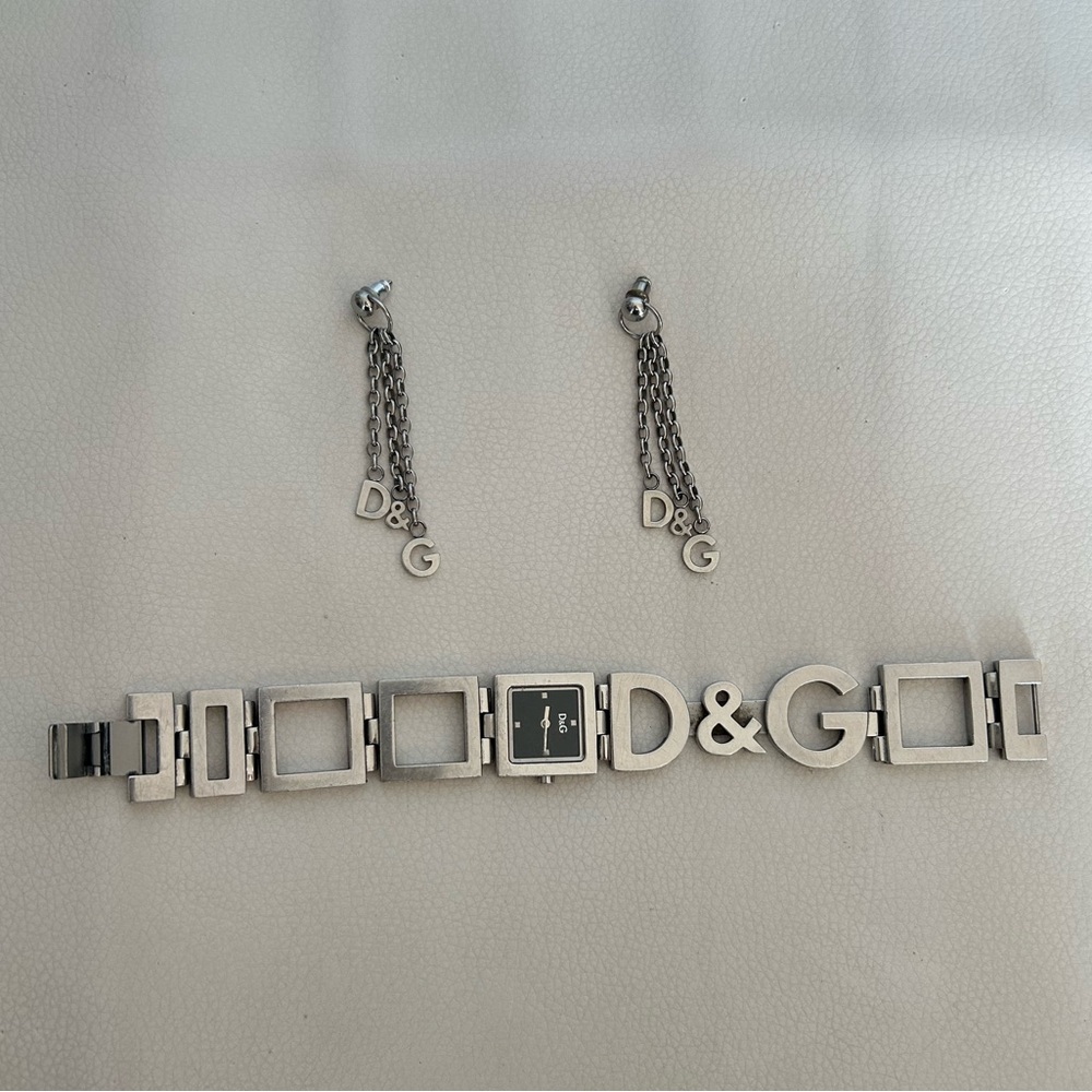 Dolce and Gabbana Silver Watch and Earrings